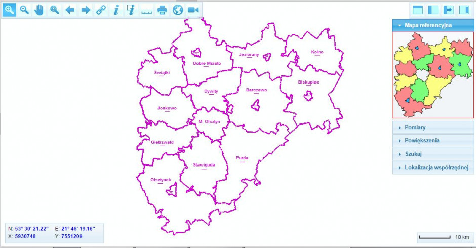 TIK Polski Wschodniej: E-mapa powiatu olsztyńskiego 