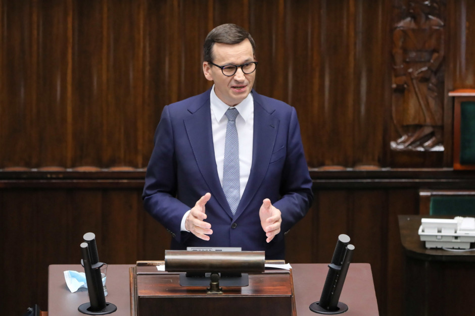 Premier Morawiecki podczas dzisiejszego wystąpienia w Sejmie RP (Fot. PAP/Paweł Supernak) Premier Morawiecki podczas dzisiejszego wystąpienia w Sejmie RP (Fot. PAP/Paweł Supernak)