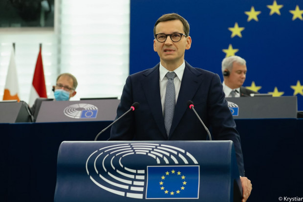 Mateusz Morawiecki w Parlamencie Europejskim (fot. Krystian Maj/KPRM)