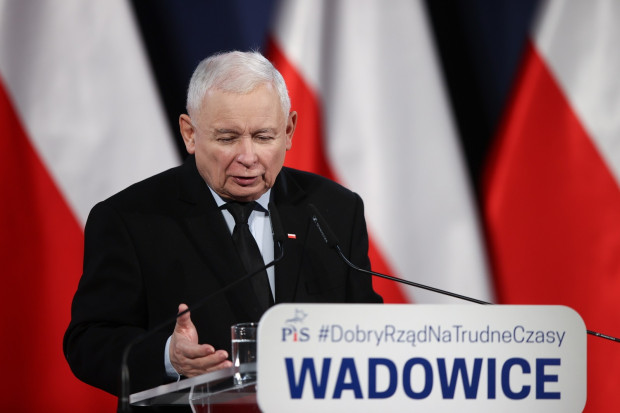 Jarosław Kaczyński w Wadowicach. (Fot. PAP/Łukasz Gągulski)