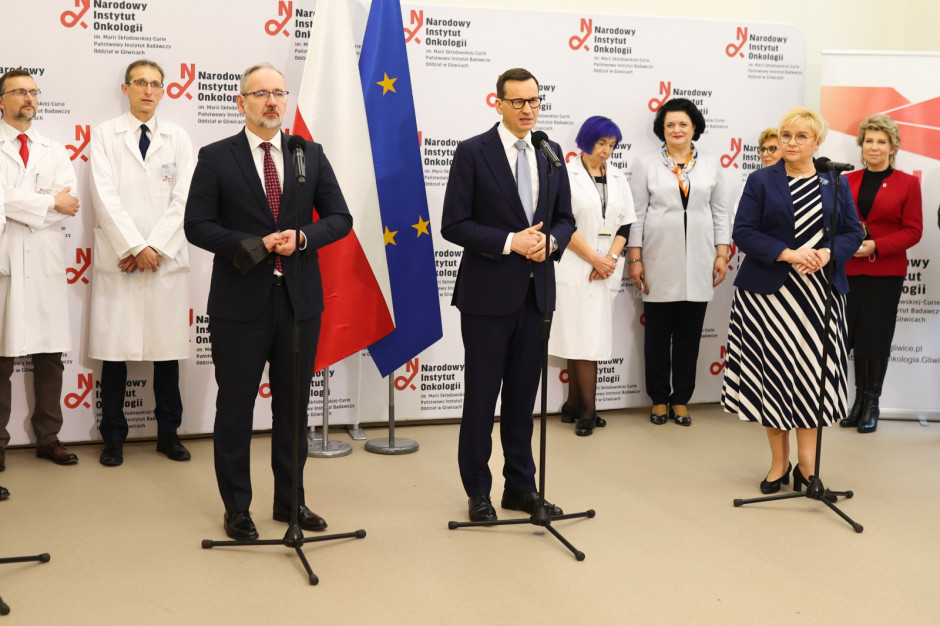 Premier Morawiecki podczas wystąpienia zwracał uwagę, że nowotwory to prawdziwa plaga dzisiejszej cywilizacji (fot. PAP/Michał Meissner)