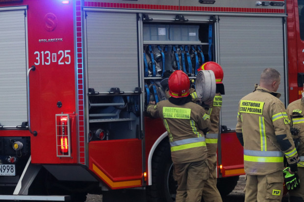 Działania strażaków polegały na ugaszeniu płonącego na ścianie pojemnika i oddymieniu szkoły (fot. ilustracyjne: PAP/Paweł Supernak)
