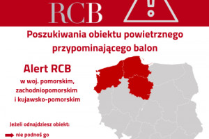 Alert RCB: Trwają poszukiwanie balonu, który przyleciał znad Białorusi