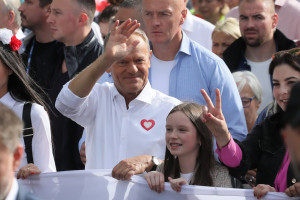 Przewodniczący PO Donald Tusk. (Fot. PAP/Paweł Supernak)