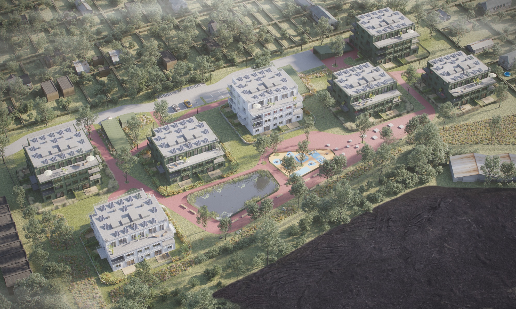 Visualizzazione del complesso residenziale in ul. Spazio (Foto: materiale del montante)