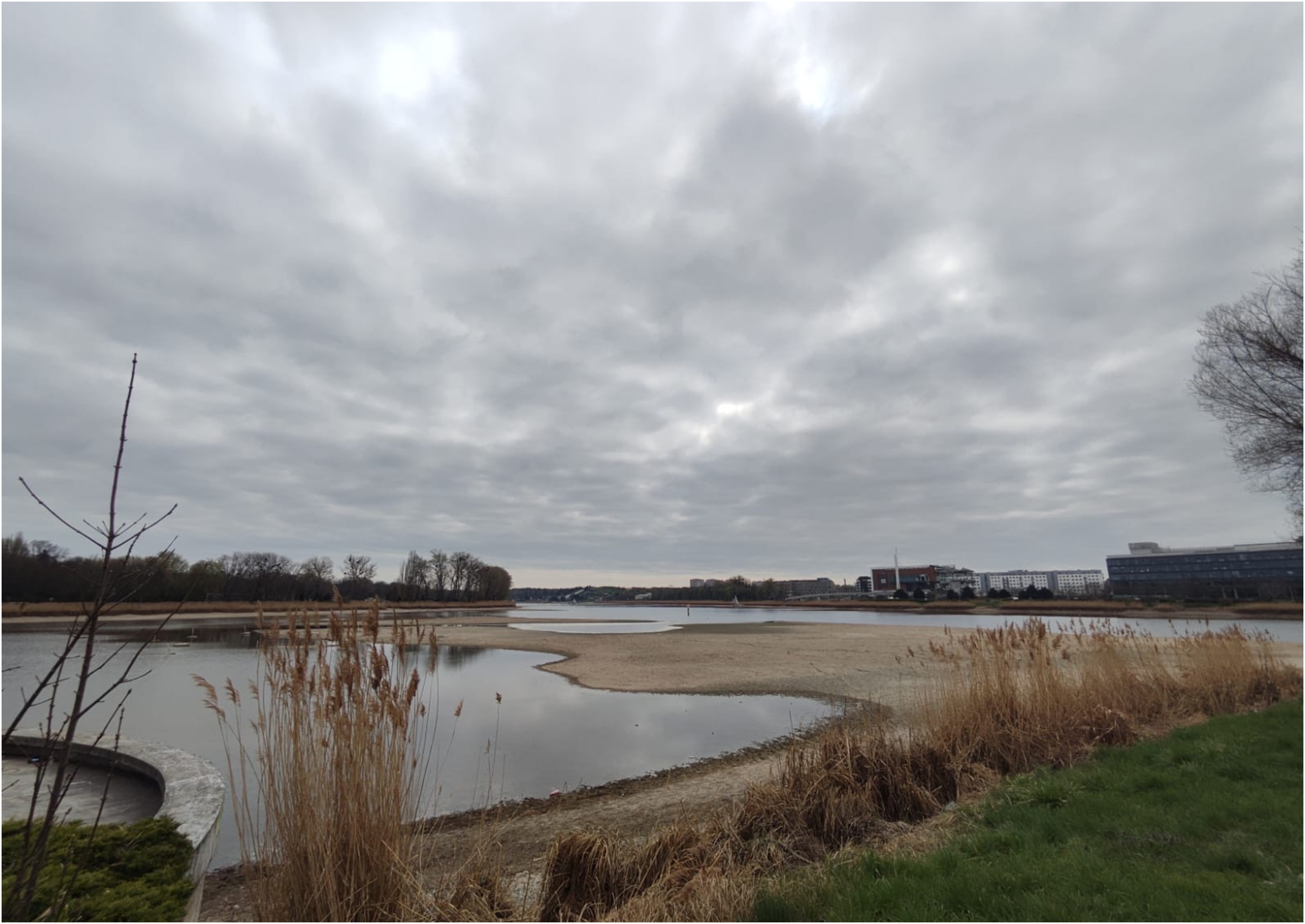 Nível da água no Lago Malta em Poznań em 12 de abril de 2025 (foto de K. Martyniuk para PTWP)