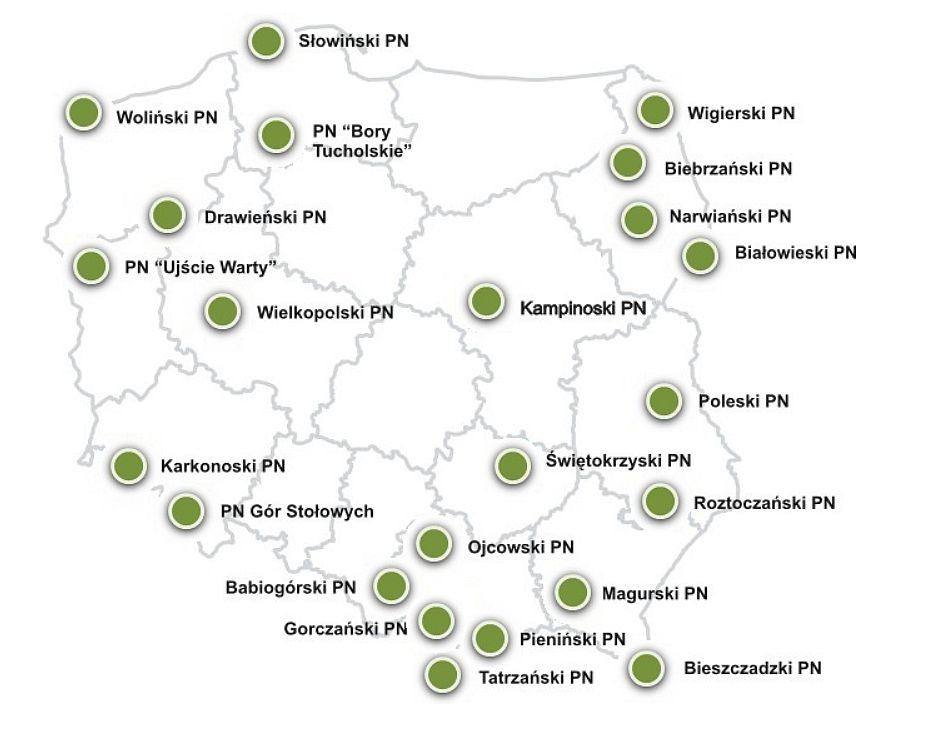 Location of national parks in our country (source: ekoportal.gov.pl)