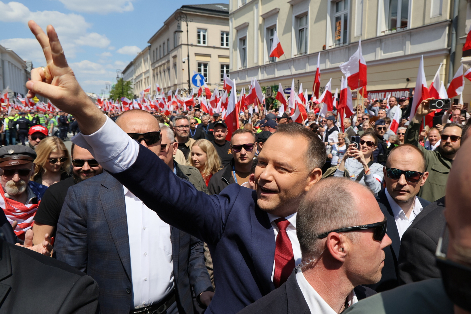 Let's show that we want an ambitious, proud and safe Poland. Without censorship and the autocracy of Donald Tusk - appealed Karol Nawrocki (photo: PAP/Paweł Supernak)