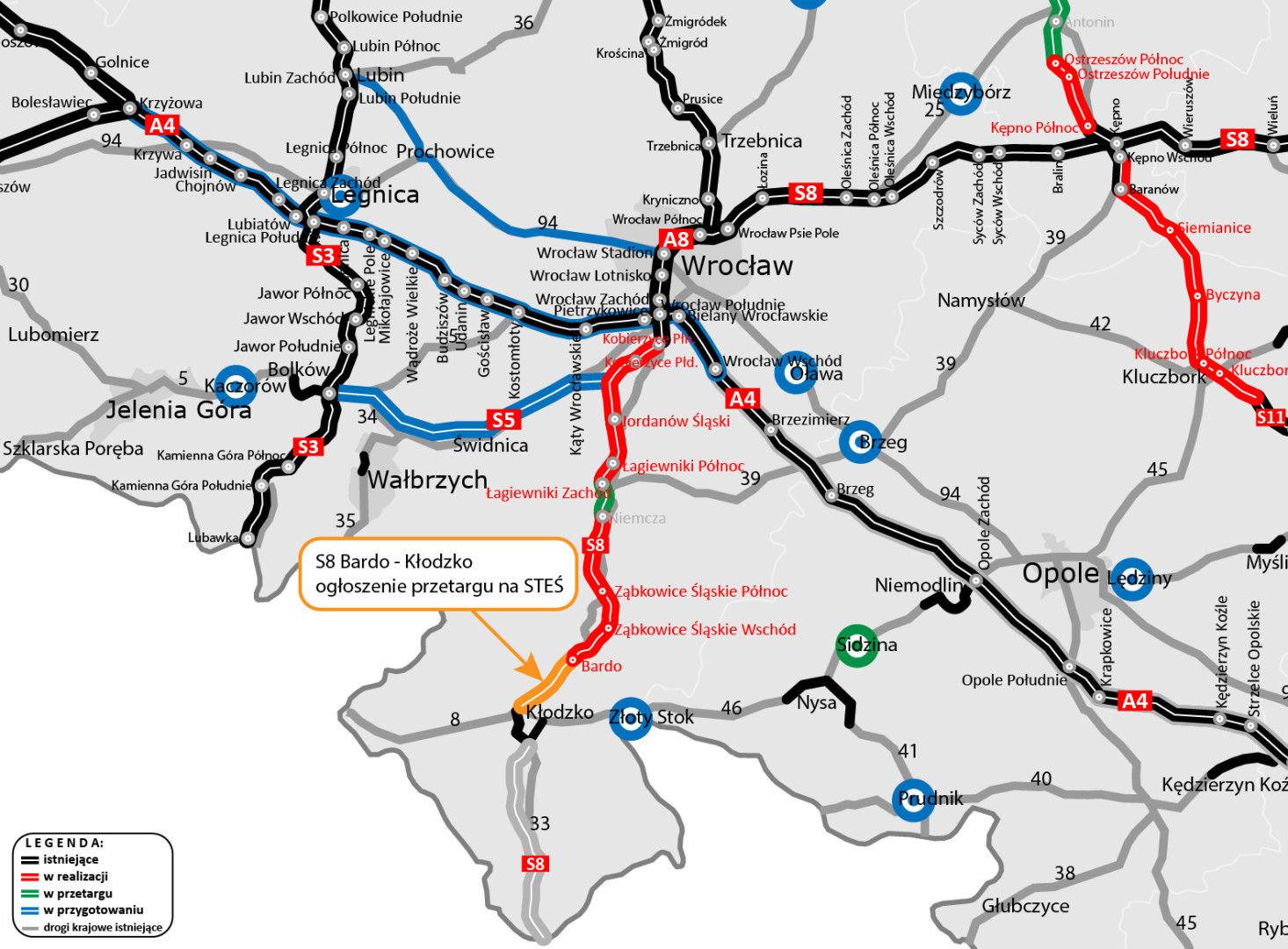 Location of the S8 road section Bardo - Kłodzko (photo: GDDKiA)