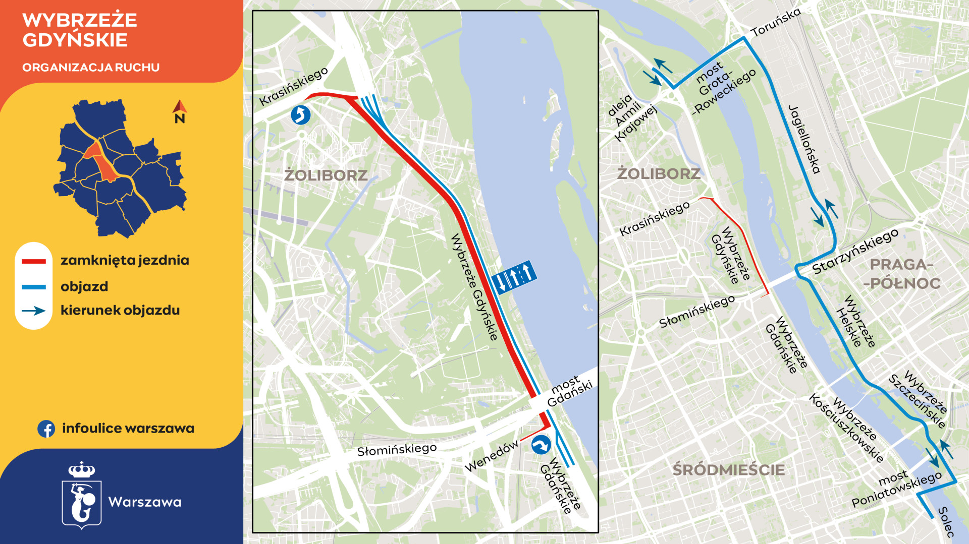 Map of the renovation of the second half of Wisłostrada (photo: Warsaw City Hall)