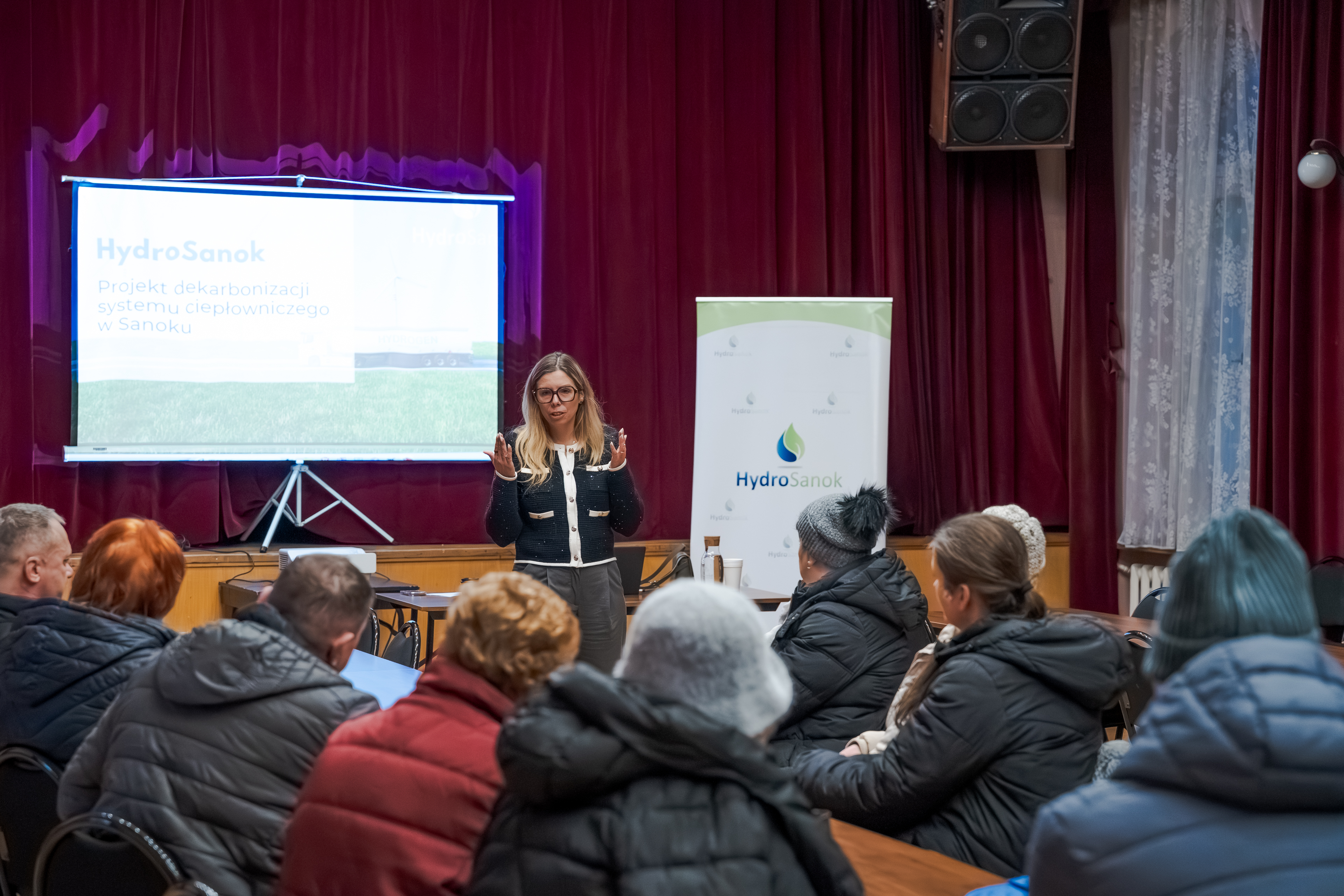 Prezes Anna Kornecka podczas spotkania z mieszkańcami 28 stycznia 2026 roku. Fot: Materiały prasowe / Hydro Sanok